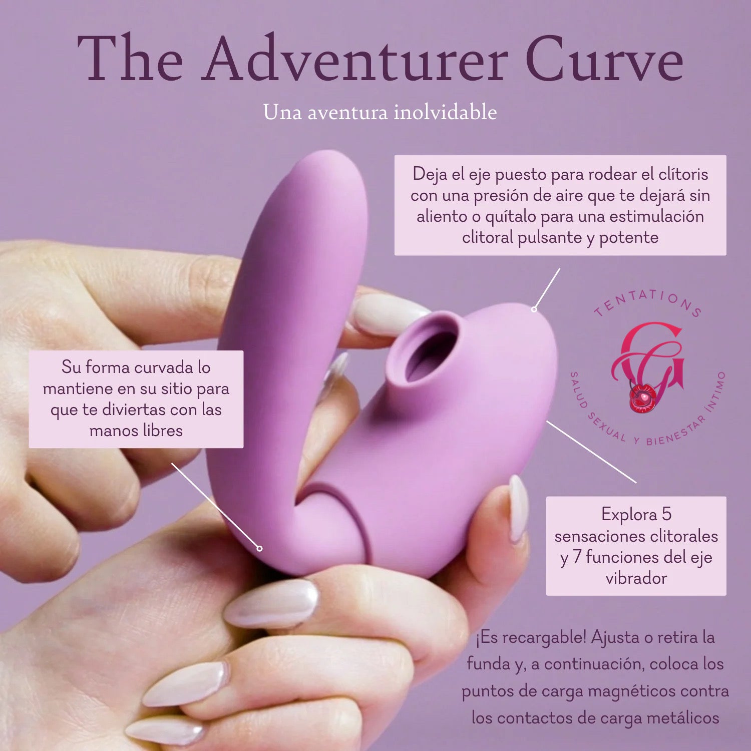 The Adventurer Curve - Vibrador de Doble Acción con Presión de Aire